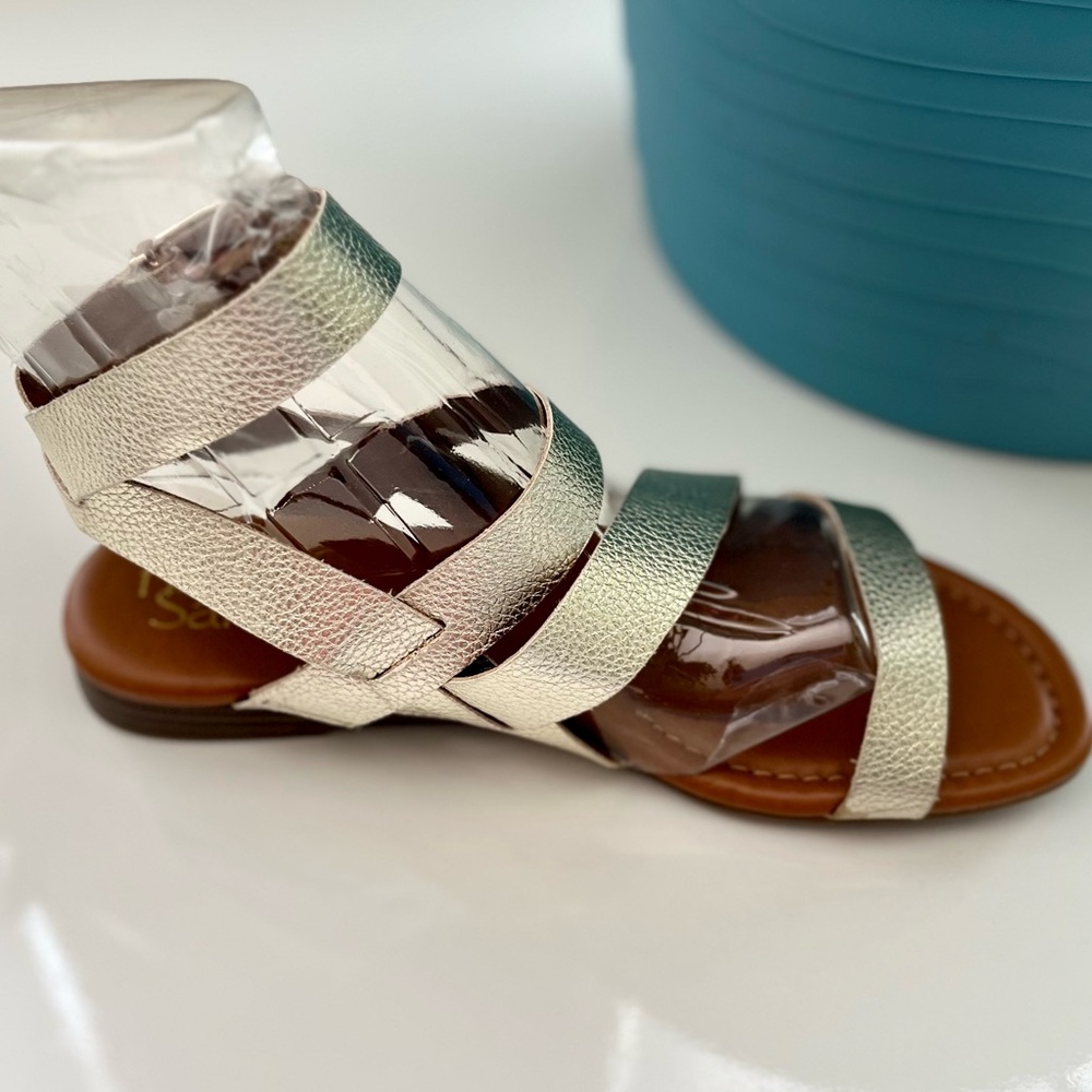 New Franco Sarto gold metallic sandals